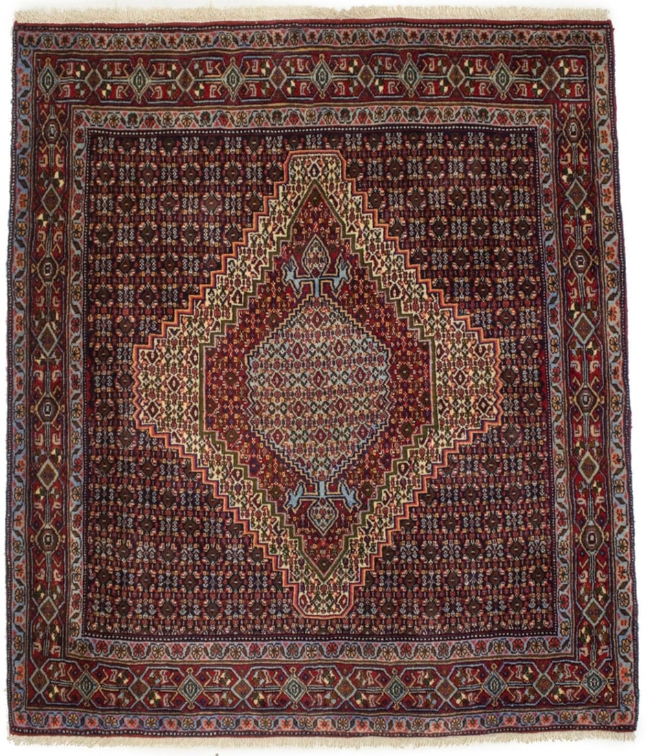 Vintage Floral Orange-red 4X5 Bidjar Sanneh Persian Rug (1 of 16)