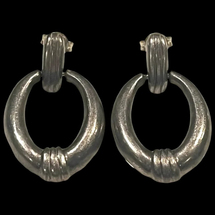 Vintage Sterling Silver Door Knocker Earrings (1 of 3)