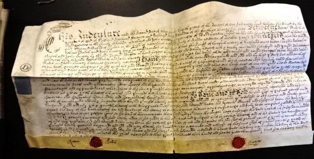 1696 English Vellum Deed Red Wax Seals (1 of 4)