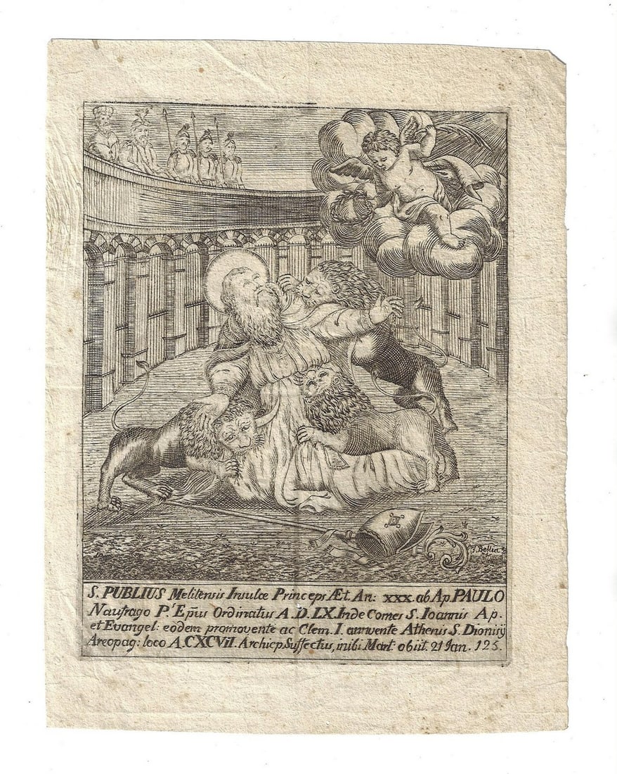17th C Engraving Martyrdom of Saint Publius (1 of 1)