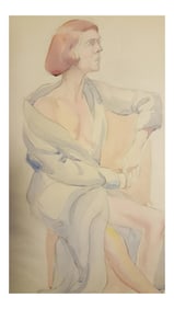 Watercolor Of Seated Woman By Eileen Churm