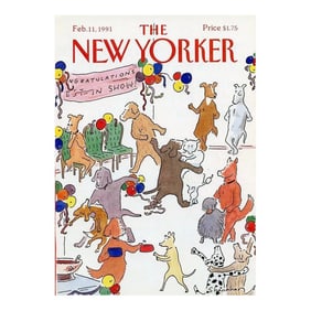 1991, New Yorker Magazine Cover, February 11 (Danny Shanahan), Original Vintage Cover, Dogs, Dog Sho