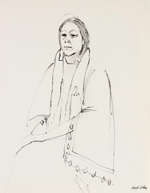Portrait of a Native American Woman in Ink, 1974