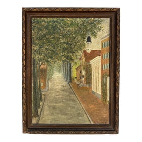 American School Street Scene, Oil on Canvas Signed v. Poindexter, '31