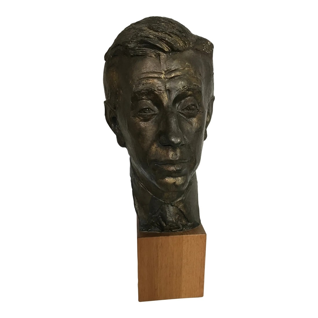 Late 20th Century Bronze Head Art Sculpture of a Man (1 of 13)