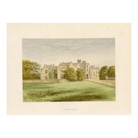 Late 1800s, Wytham Abbey Print, Seats of Nobility and Gentlemen, Original Antique Landscape Print, C