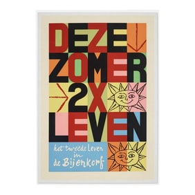 Rare Dutch Lithographic Promotional Poster for "Deze Zomer 2x Leven" (Ca 1955)
