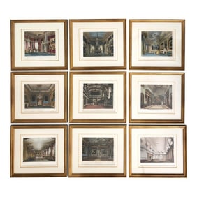 1820s Group of 9 "Royal Residences" Aquatint Engravings by W. H. Pyne - Set of 9