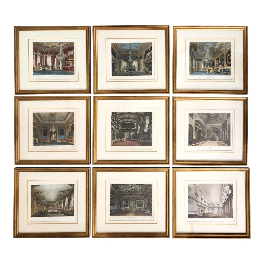 1820s Group of 9 "Royal Residences" Aquatint Engravings by W. H. Pyne - Set of 9 (1 of 11)