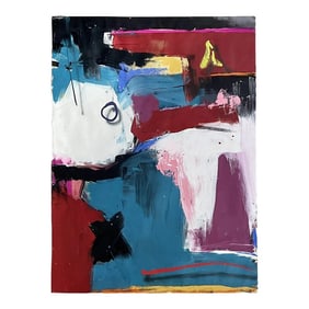 Original Postmodern Abstract Art Painting W/ Impasto on Paper James Collins 1989