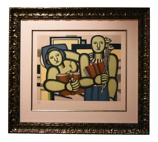 1950s Vintage Fernand Leger "La Lecture" Pochoir Lithograph Print