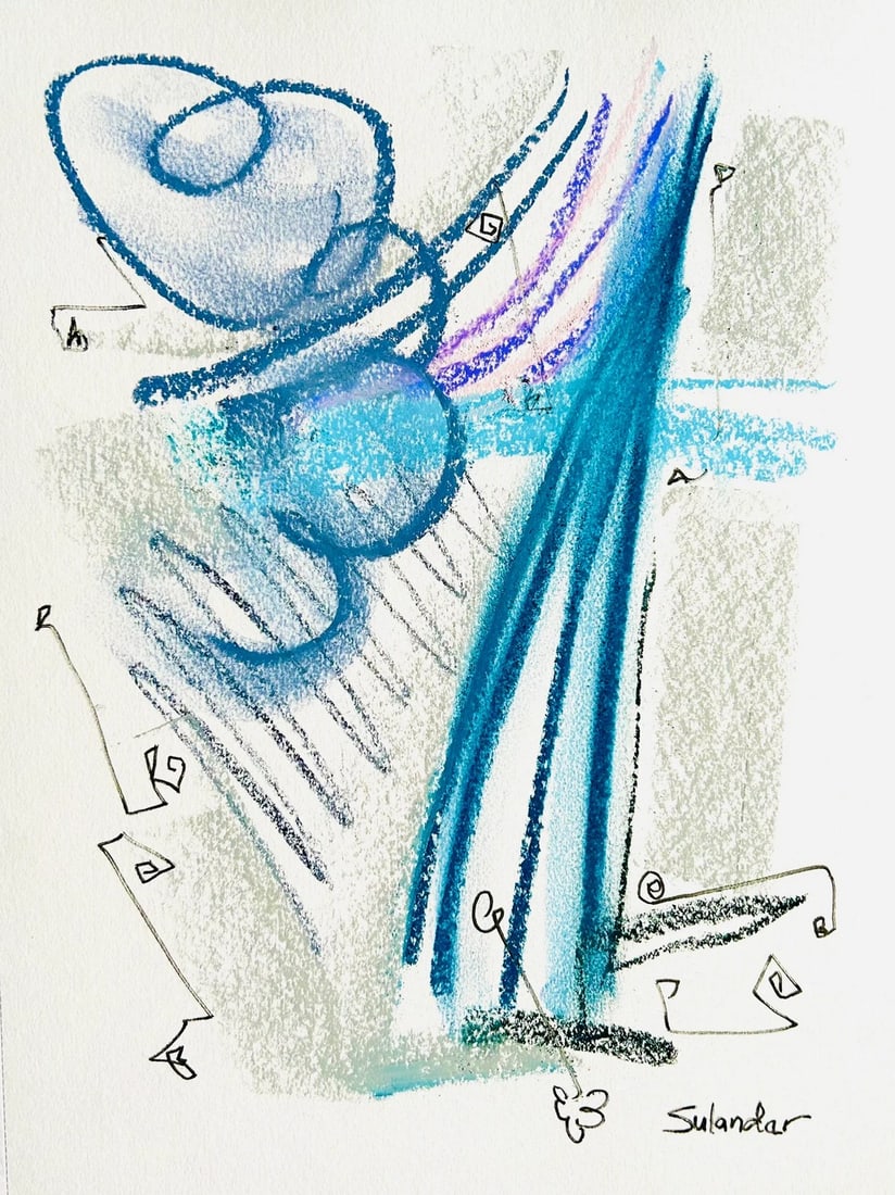 Abstract Pastel Drawing by Erik Sulander, Signed, Unframed (1 of 3)