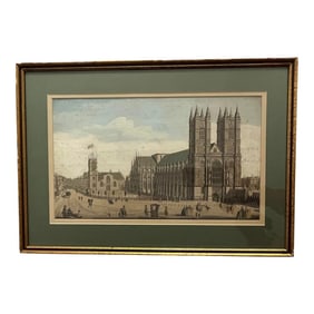 18th Century Hand-Colored Engraving - Westminster Abby & St. Margaret's Church John Bowles