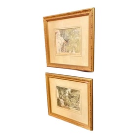 Original Pair of English Watercolor/Sketches C. 1854, 1855, Ellen Dumbleton