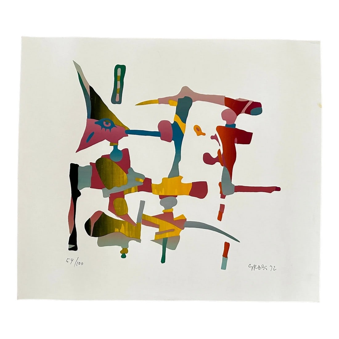 Mid Century German Abstract Composition by Grass - 1972 (1 of 4)