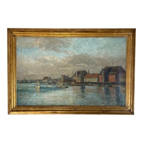 Late 19th Century View of Copenhagen Harbor Painting by Kristian Mohl-Hansen