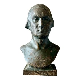 George Washington Late 19th Century Cast-Iron Bust With Bronze Finish