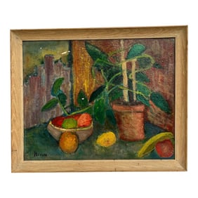 Antique Fruit and Plant Still Life Painting