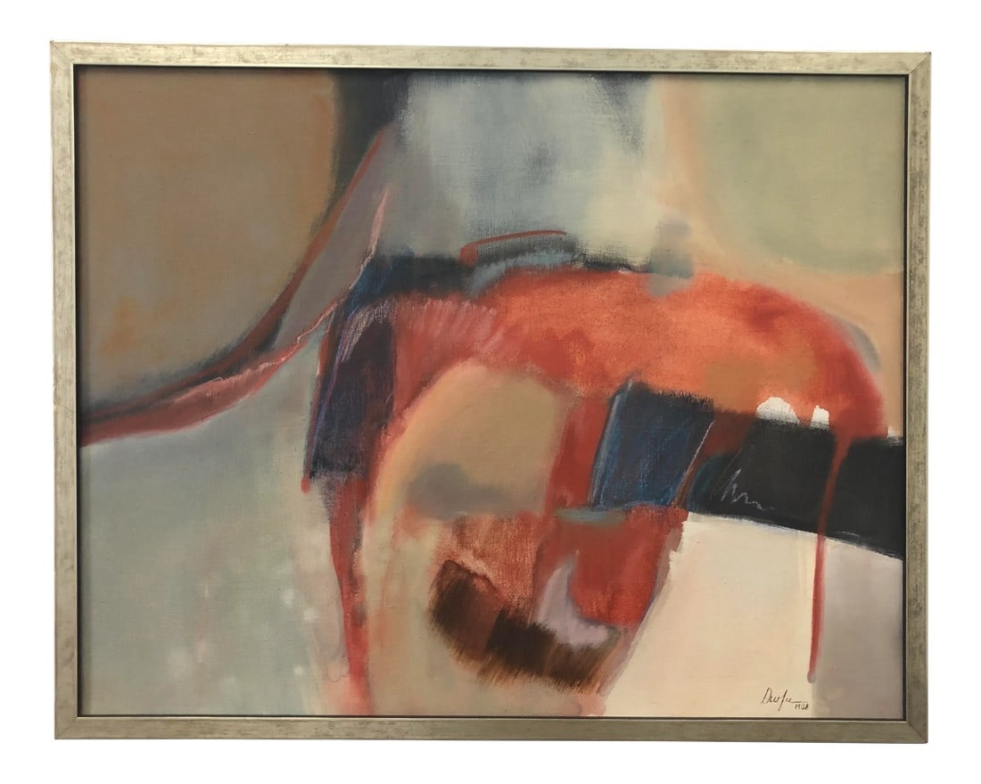 1980s "˜Untitled in Vermillon" Abstract Susan Durfee Thulia Painting (1 of 6)