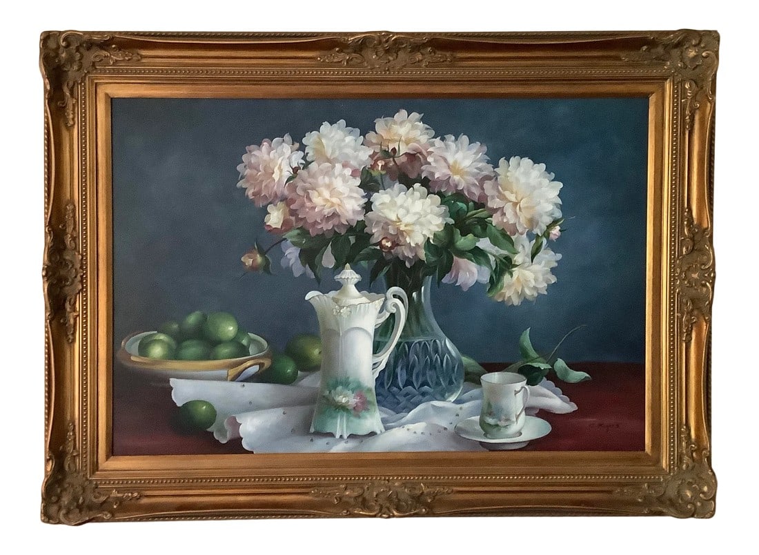 Mid-Century Still Life Oil Painting in Giltwood Frame (1 of 11)