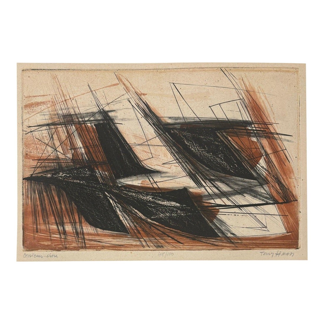 Terry Haass 'corsican Shore' Abstract Expressionist Aquatint Etching- Atelier 17 (1 of 12)