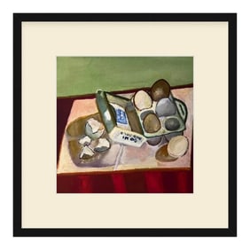 Morning Eggs Still Life Lithograph, Original Oil Painting by Jessica Leak, Framed