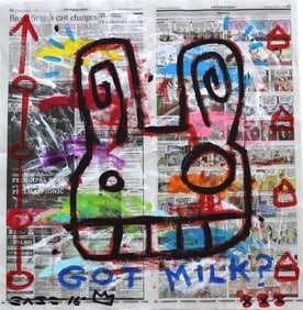 Hungry Original Pop Satire Artwork on Newspaper by Gary John