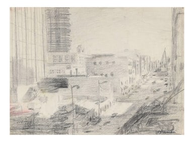 Jack Freeman San Francisco City SceneDrawing in Graphite, Circa 1960s