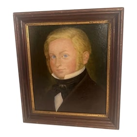 Framed 19th Century Portrait Painting of a Distinguished Young Man