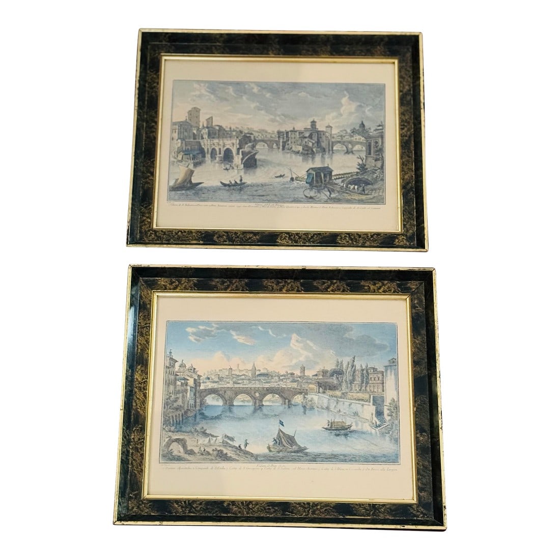 Late 20th Century Vintage Prints With Views of Rome in Gold and Black Frames - a Pair (1 of 9)