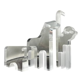 Italian Lucite Acrylic Animal Sculpture by Silvio Russo for Guzzini, 1970s Set of 3, Horse, Hippo, M