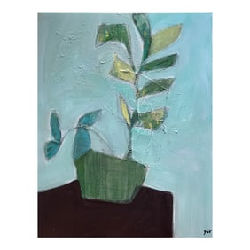 Wildflower Original Mixed-Media Collage on Canvas by Zac Woodiel