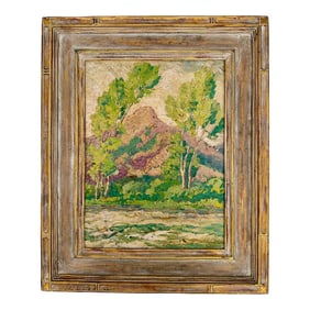 1920's Estes Park Colorado Oil Painting of Long Peak by May B. Hoelscher