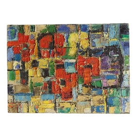 Vintage Abstract Oil Painting 1, France, Mid-20th Century