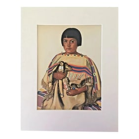 1935 Reiss Native American Indian Portrait, "Singing in the Clouds" in 11x14 Mat