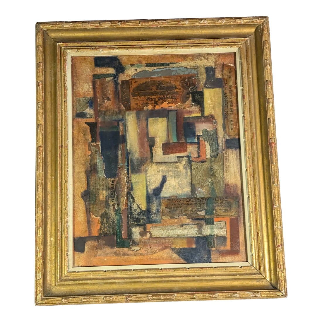 Rebel Charge by Alan J. McGarigle: Rebel Charge by Wisconsin artist Alan J. McGarigle (1930-2024), collage on academy board. Giltwood frame, under glass. Condition: Alterations: Original Condition Unaltered Imperfections: Some Imperfec