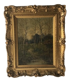 19th C. Woodland Oil on Board