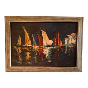Sailboats by H. Marino 1963 Mid Century Modern