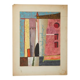 MCM Abstract Acrylic Painting on Paper "312k" by James Tucker