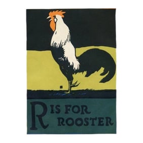1920s, R Is for Rooster Print, Original Vintage Children"s Print, Lithograph, ABCs
