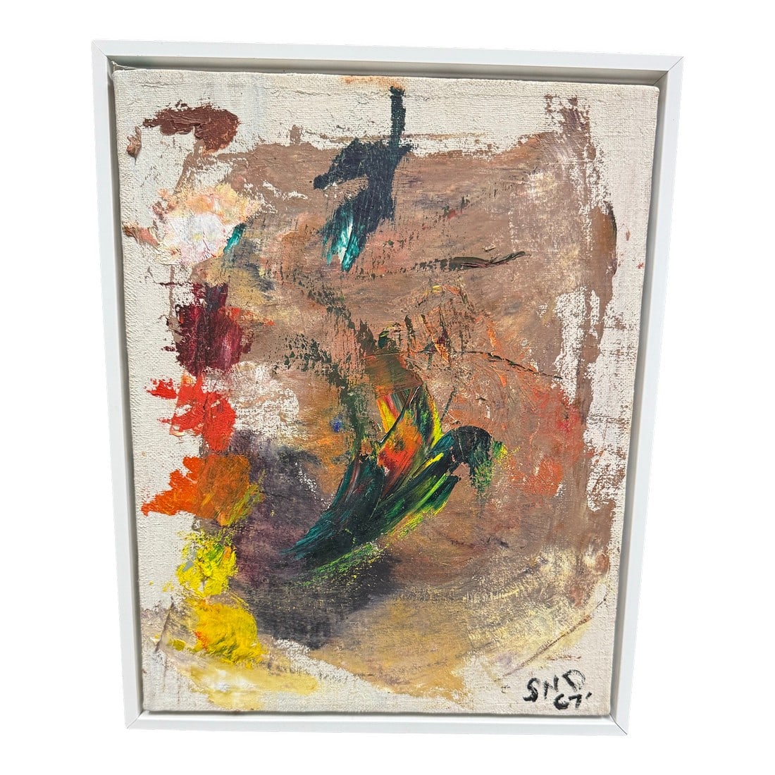 1960Â‚Ã„Ã´s Original Abstract Oil Painting on Canvas, Framed (1 of 10)