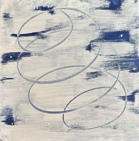 Erin Simon Original "Imperfection" on White and Navy Blue