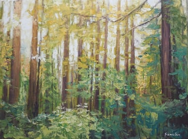 Sean Wu Original Oil Landscape of Cedar Grove