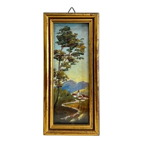 Early 20th Century Serene Landscape Painting in Gilded Gold Frame