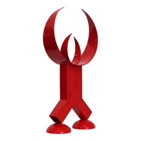 Toreador - Contemporary Expressive Red Geometric Abstract Metal Sculpture Original Artwork by Granvi