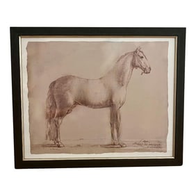 Framed Lithograph of Horse "Aga" by Alexander LaurÃ©us