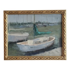 Fine Art - 'Sailboat Harbor' Acrylic on Board, Framed
