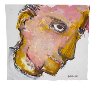 R. Gene Barbera "Grown" 2007 Double Sided Art Brut 11" X 11.5" Acrylic Painting on Paper