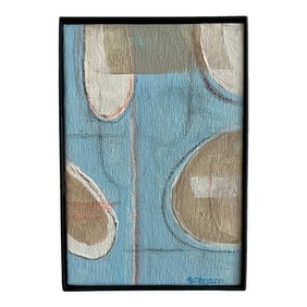 Blue & Tan Abstract Acrylic Painting