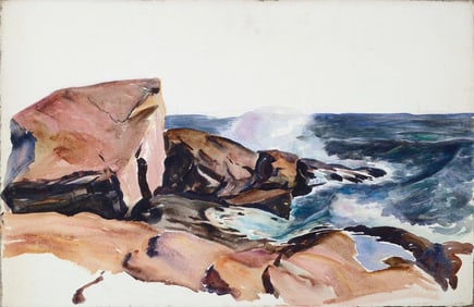 1950s "Incoming Tide" Seascape Watercolor Painting by Joseph Yeager
